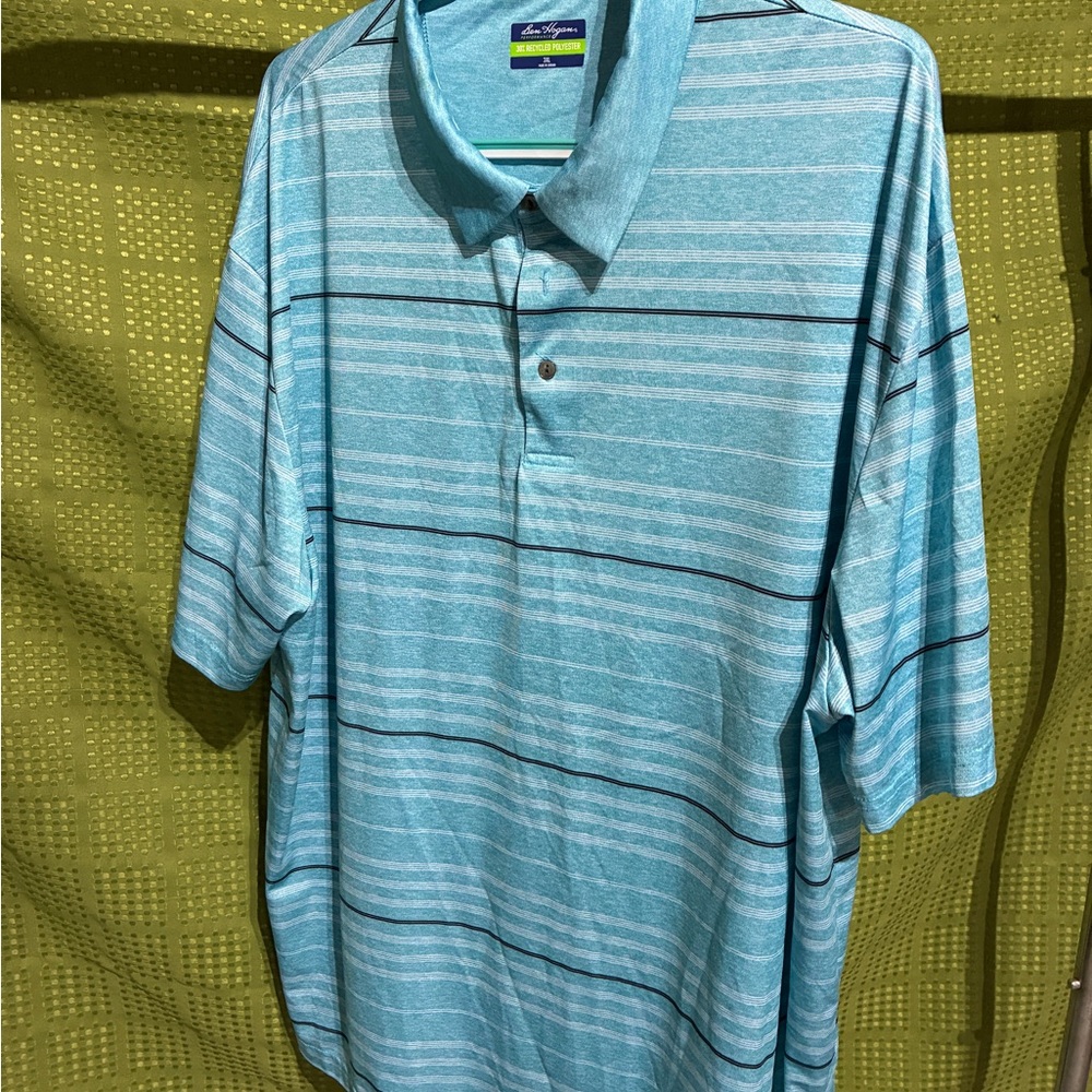 Ben Hogan Men’s Aqua Striped Polo Shirt 3X